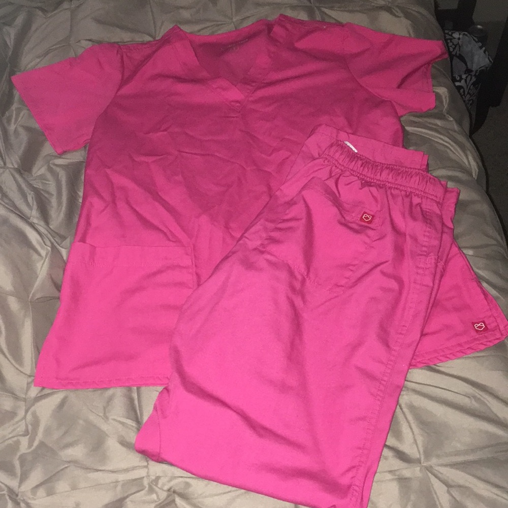 Hot pink scrubs set